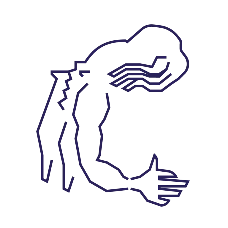 Illustration vectorielle au contour uniforme formant la lettre c et le monstrueux Cthulhu — Les Typos de Séb.