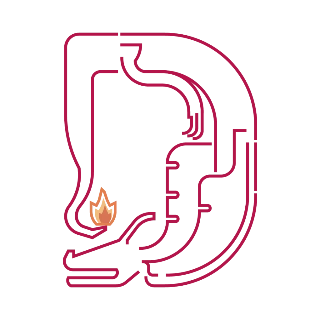 Illustration vectorielle au contour uniforme formant la lettre d et un dragon — Les Typos de Séb.