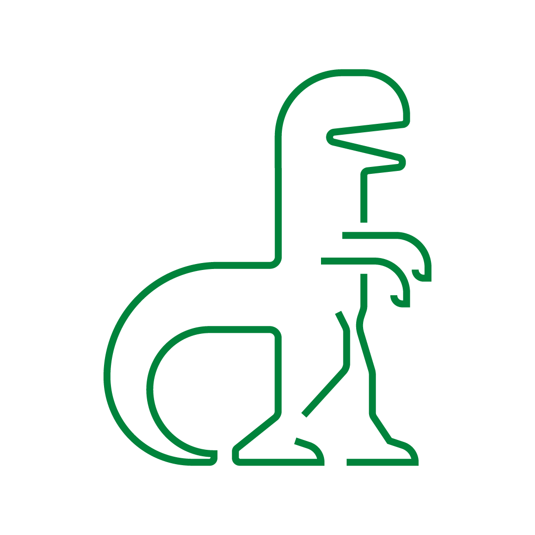 Illustration vectorielle au contour uniforme formant la lettre d et un dinosaure — Les Typos de Séb.