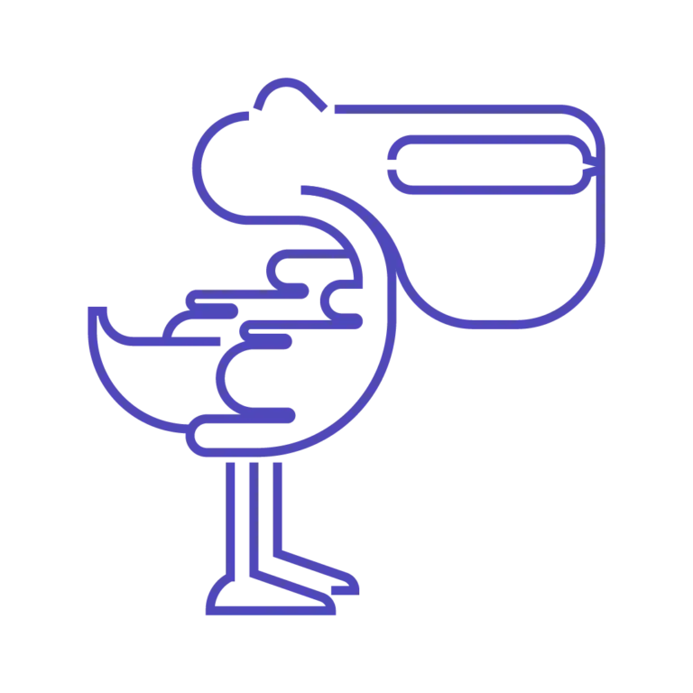 Illustration vectorielle au contour uniforme formant la lettre p et un pélican — Les Typos de Séb.
