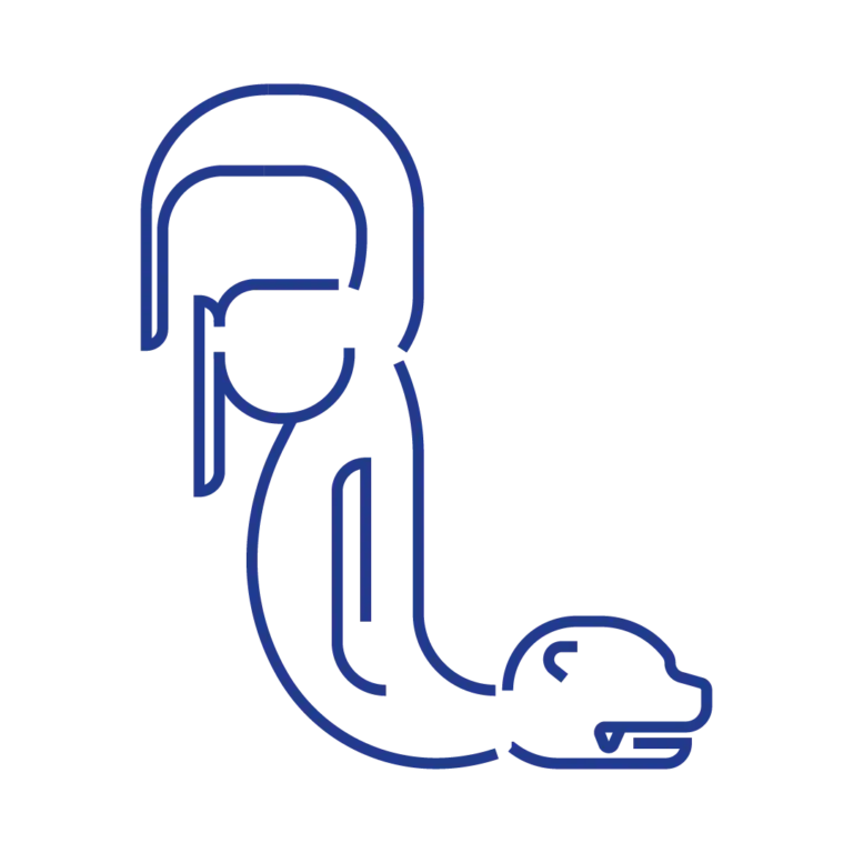 Illustration vectorielle au contour uniforme formant la lettre l et une loutre — Les Typos de Séb.