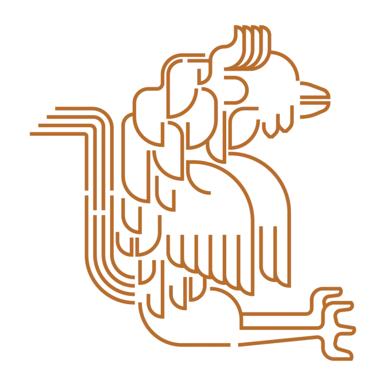 Illustration vectorielle au contour uniforme formant la lettre c et un coq — Les Typos de Séb.