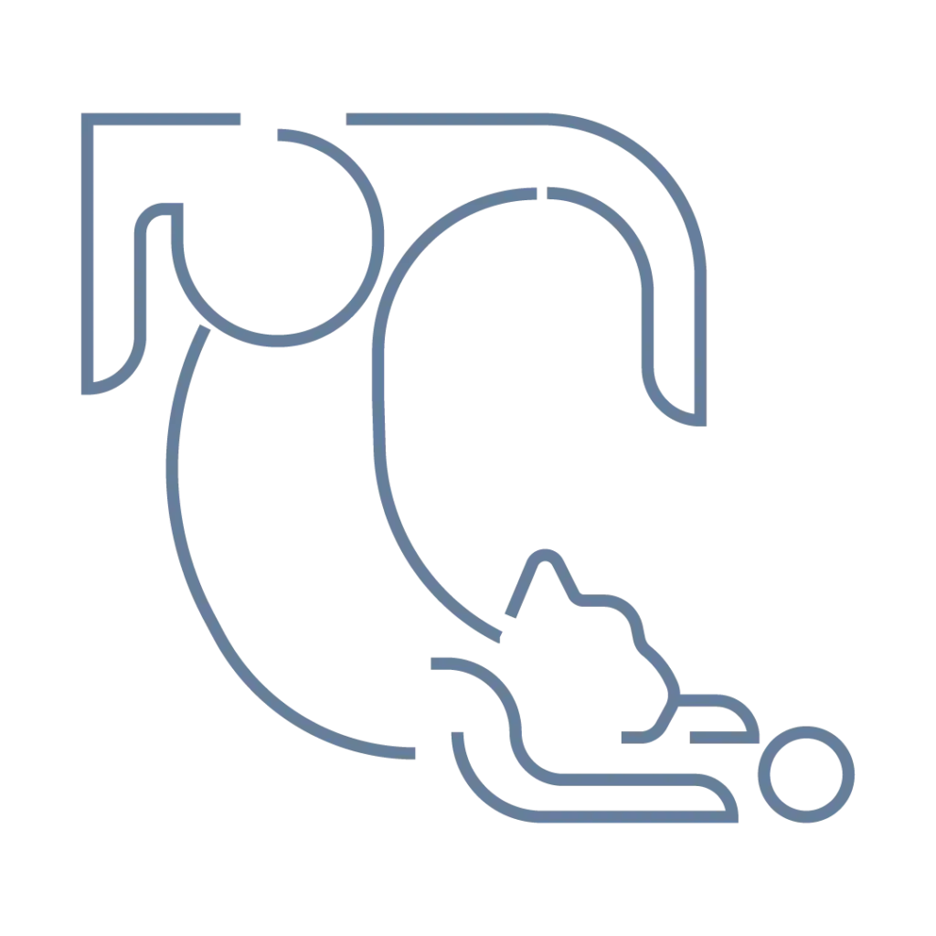 Illustration vectorielle au contour uniforme formant la lettre c et un chat — Les Typos de Séb.