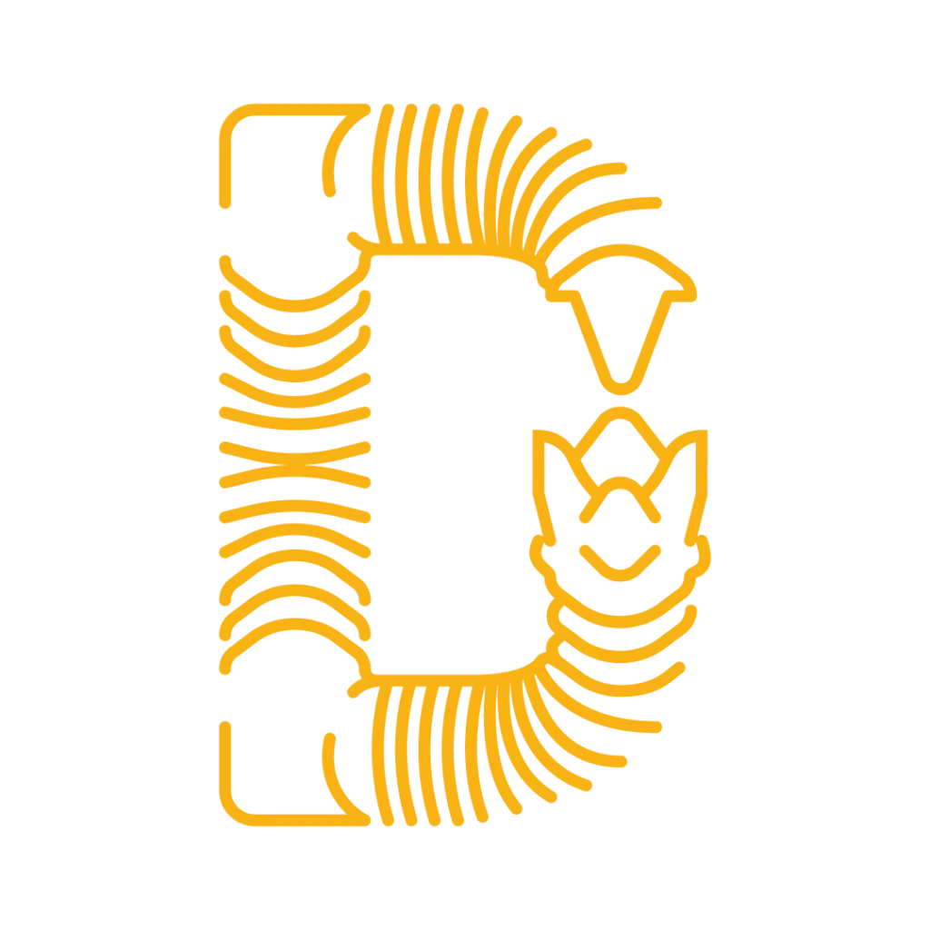 Illustration vectorielle au contour uniforme formant la lettre d et un ver des sables de l'univers de Dune — Les Typos de Séb.