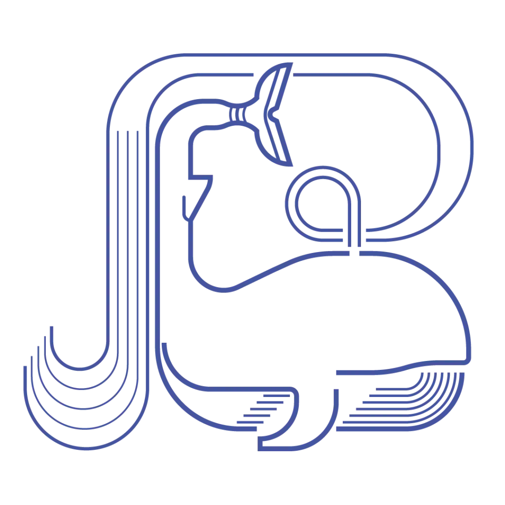 Illustration vectorielle au contour uniforme formant la lettre b et un baleine — Les Typos de Séb.