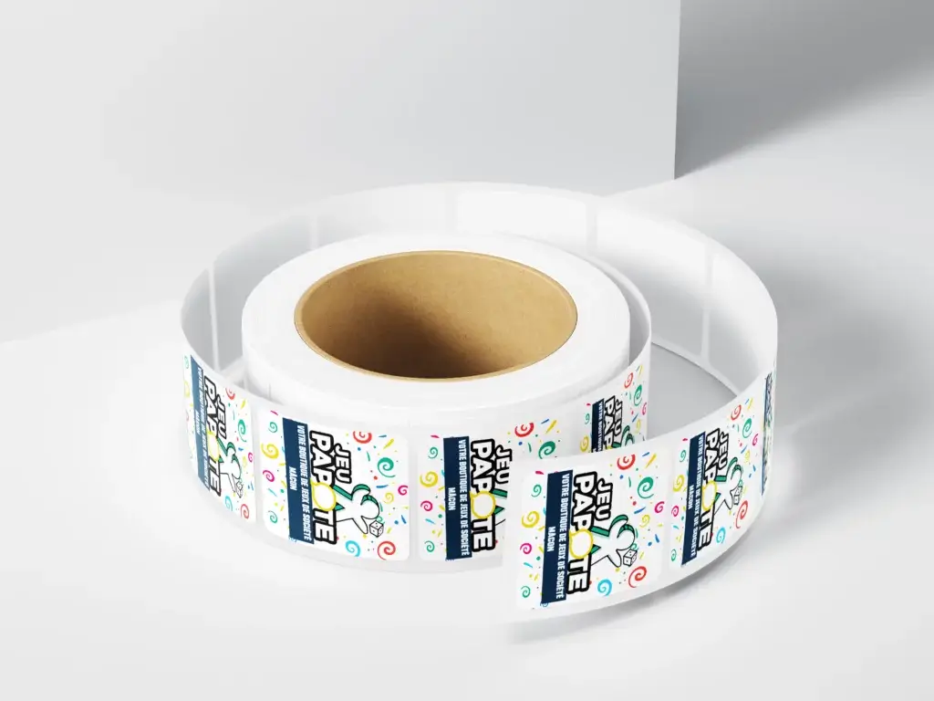 Rouleau de stickers Jeu Papote boutique jeux de société Mâcon, format enroulé