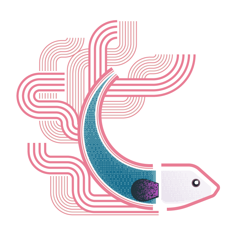 Illustration vectorielle au contour uniforme formant la lettre c et le monstrueux Cthulhu — Les Typos de Séb.