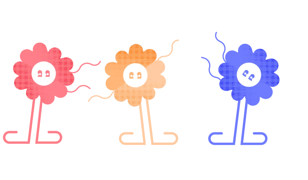 Illustration vectorielle au contour uniforme formant des fleurs qui dansent — Les Typos de Séb.